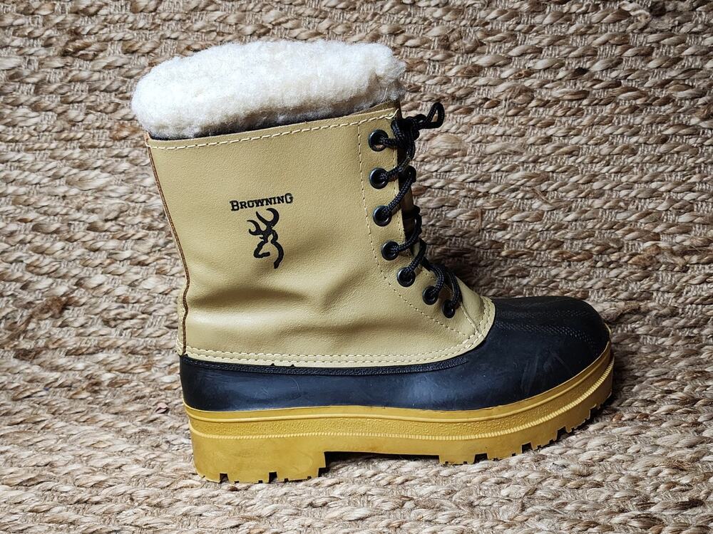Vintage Browning Leather Duck Boots Men’s Size 8 Tan Black Winter Outdoor